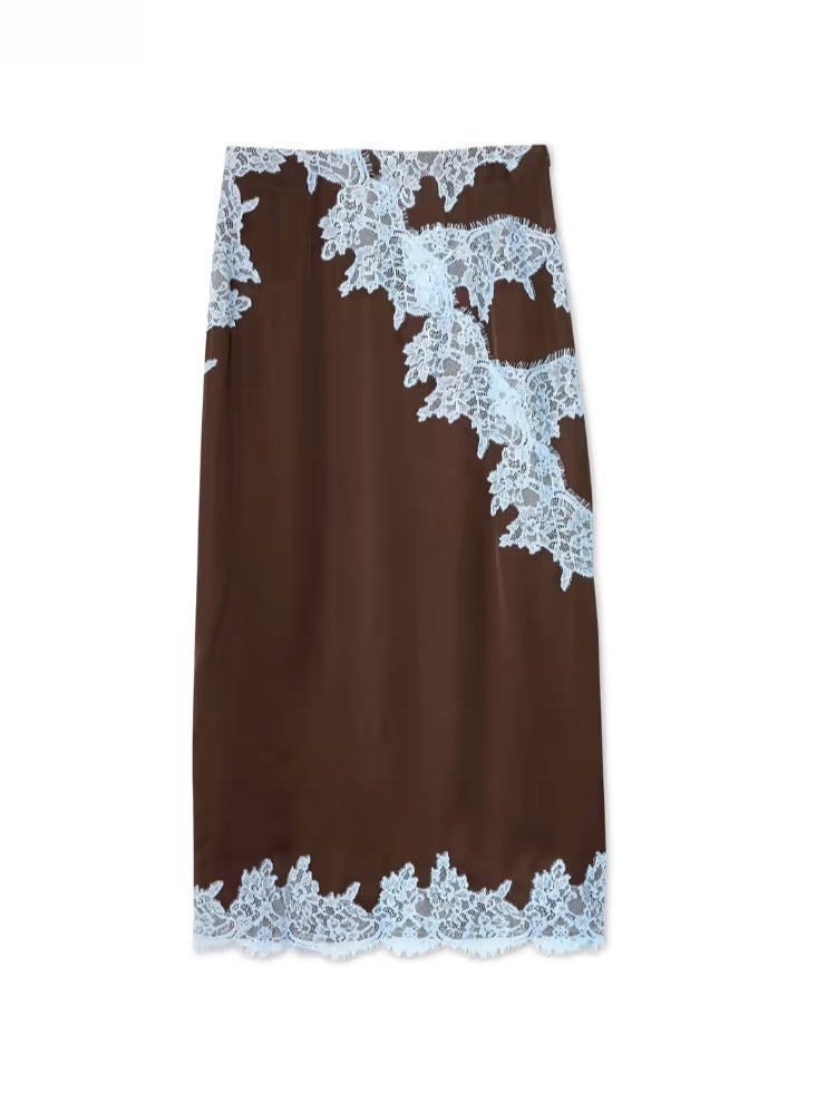 Brown tie-dye halter maxi dress for women, elegant flowing fabric and a side slit, perfect for vacations. (115 characters)