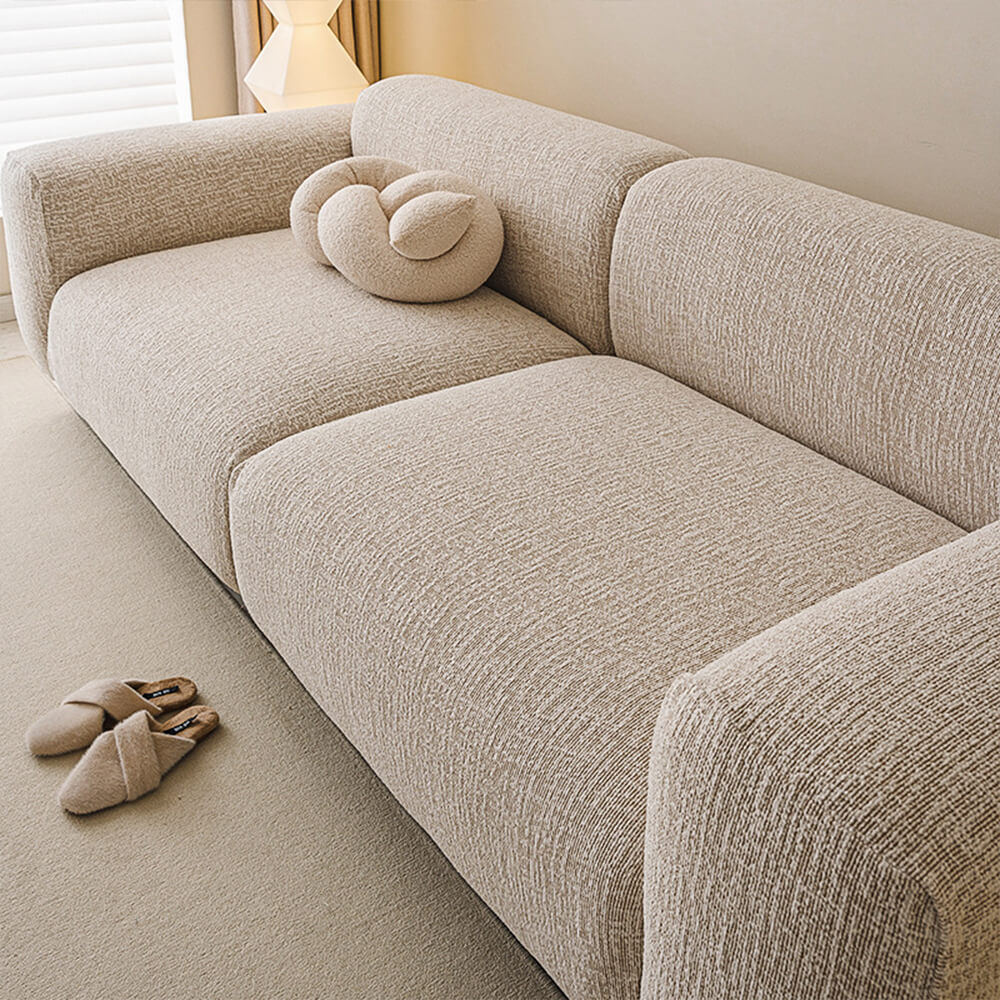 Elegant Chenille All-Seasons Anti-Scratch pet friendly full wrap couch cover in neutral tone
