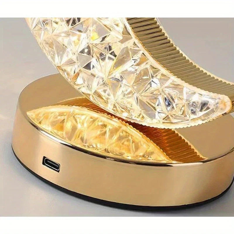 Dimmable crystal LED table lamp, touch control. Creates star/moon ambient mood lighting for any room.