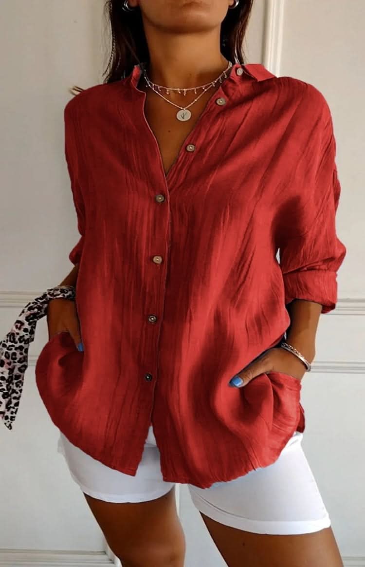 Casual chic women's everyday blouse, versatile long sleeve top for stylish comfort.
