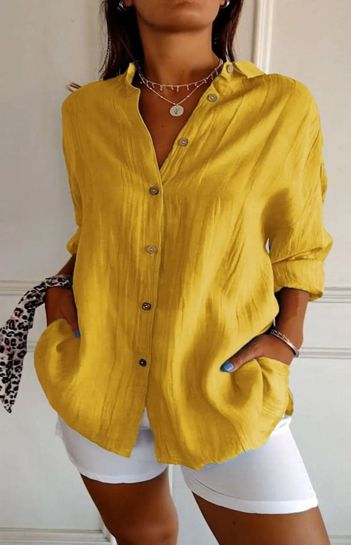 Women's elegant everyday top, versatile long sleeve blouse perfect for smart casual looks.