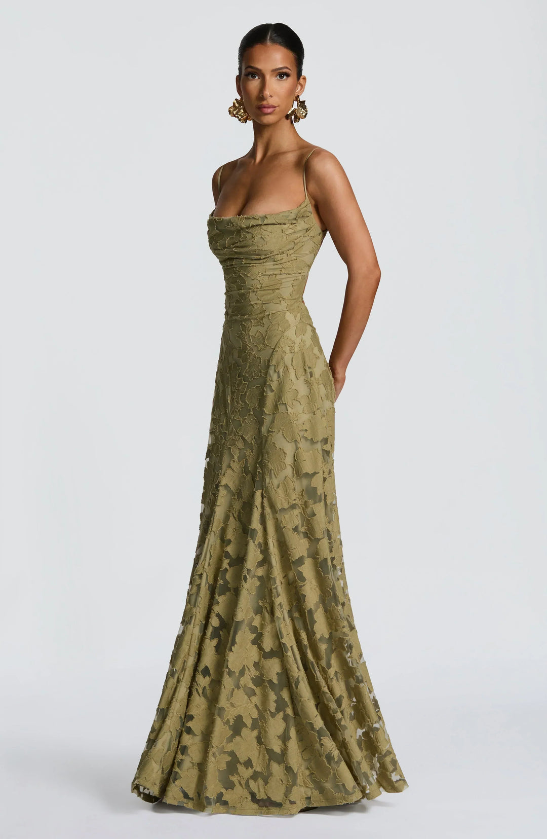 Stunning floral A-line strappy maxi dress, perfect for wedding guests, formal events & celebrations.