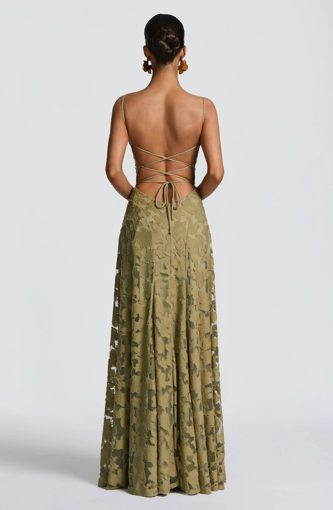 Women's elegant floral strappy A-line formal maxi dress, a perfect evening gown for special events.
