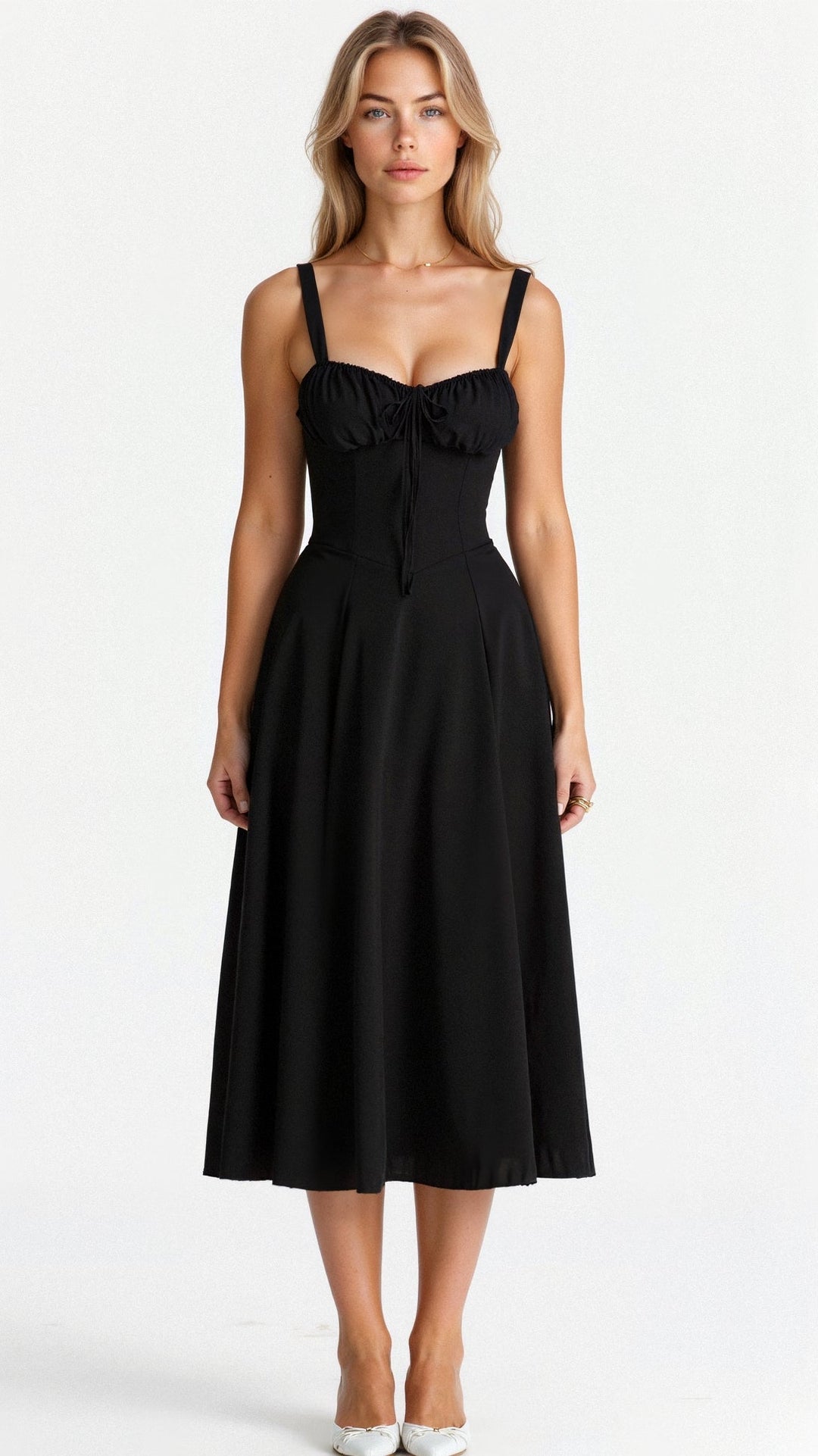 Chic summer party dress: a sleeveless floral corset midi with an elegant slit, designed for sophisticated women.