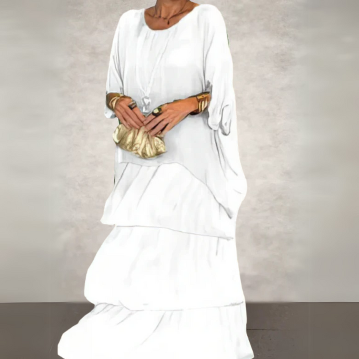 Versatile women's long flowing dress, perfect for casual comfort or elegant parties.