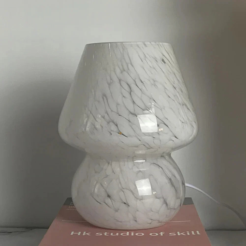 Decorative glass mushroom lamp, a vintage-inspired aesthetic piece for home decor.
