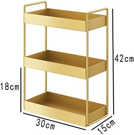 Luxurious gold storage organizer tray. Modern design for elegant vanity & countertop organization.