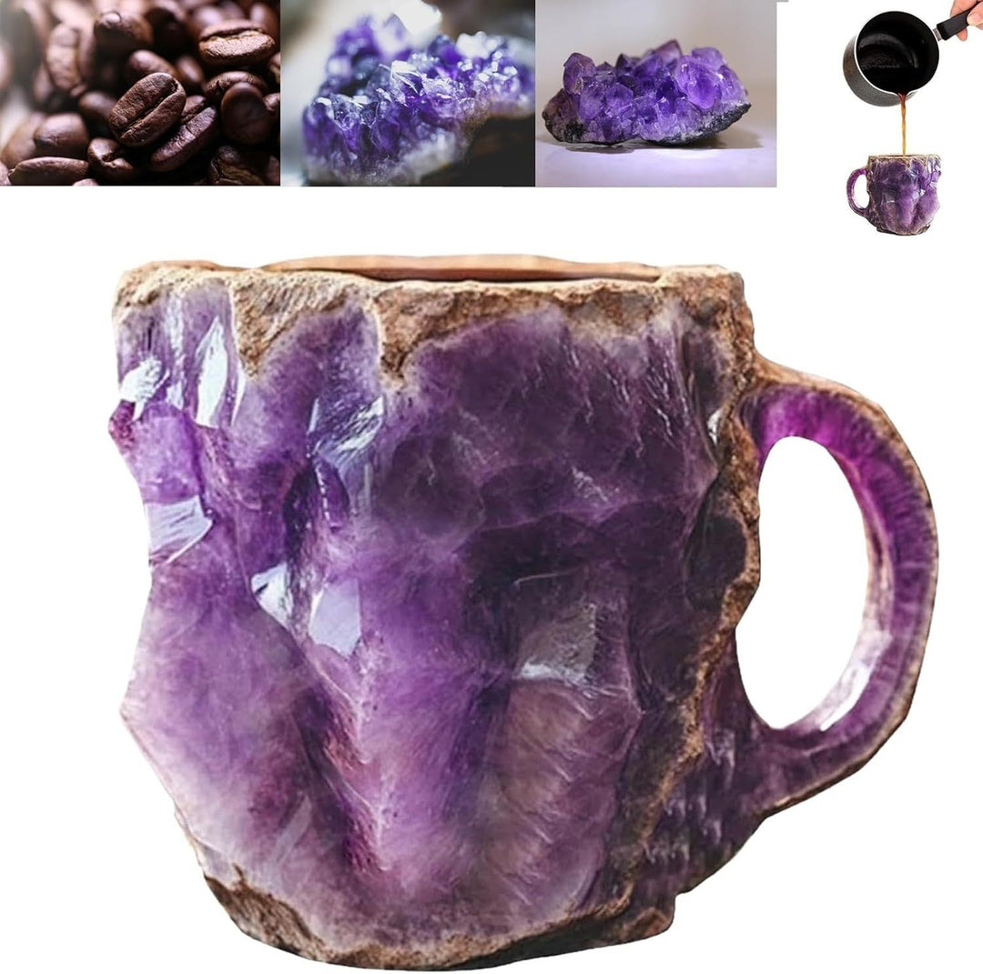 Artisan unique crystal coffee mug, handcrafted elegant drinkware for coffee and tea lovers.