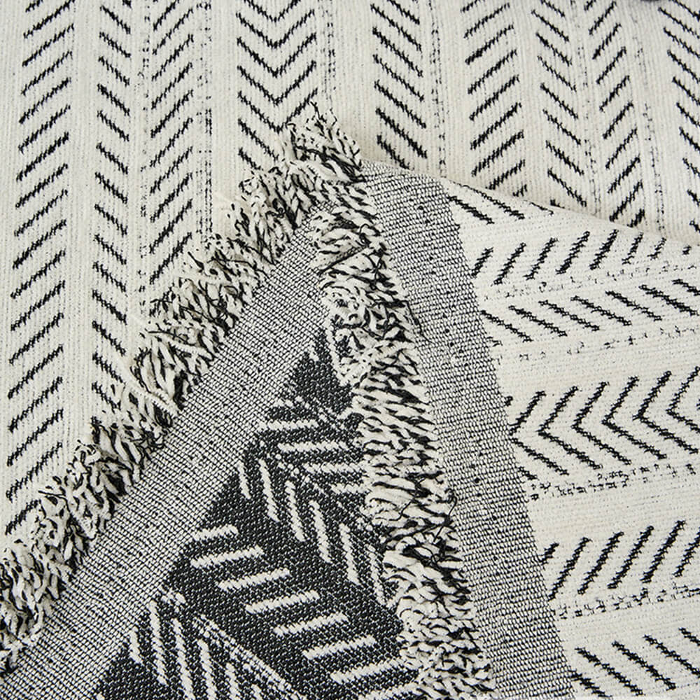 Textured herringbone chenille blanket, perfect for adding a touch of elegance and warmth to any room