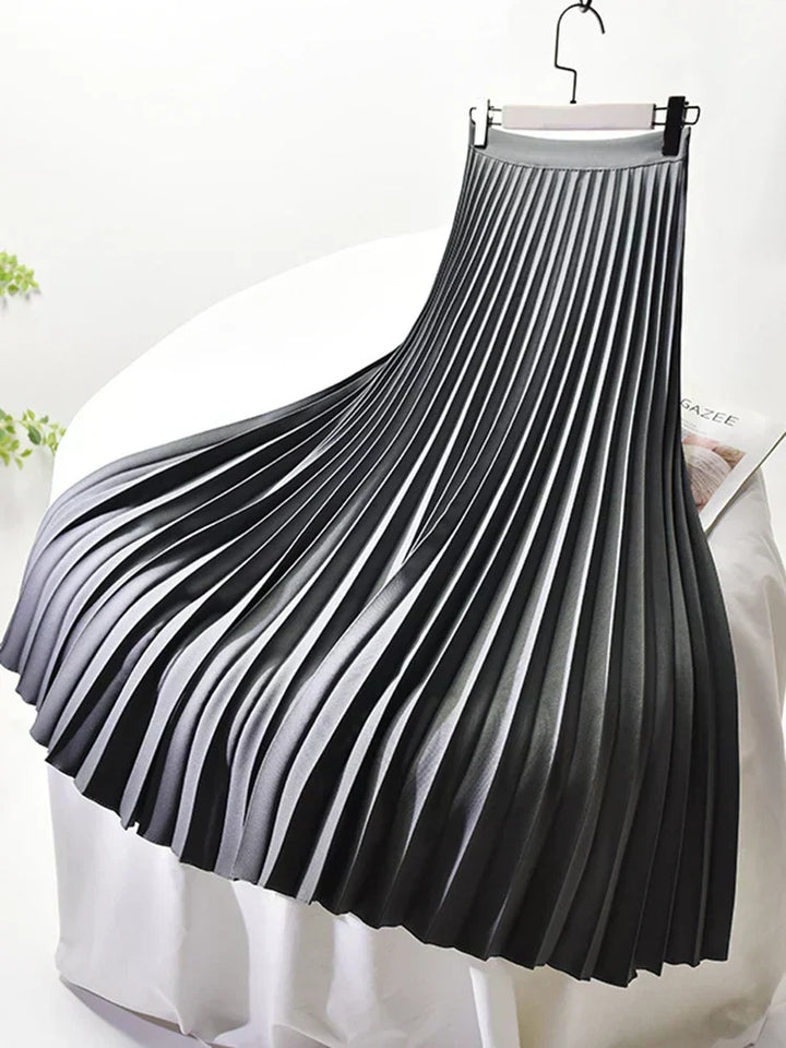 Women's formal high waist pleated midi skirt. Perfect for office wear & elegant events.