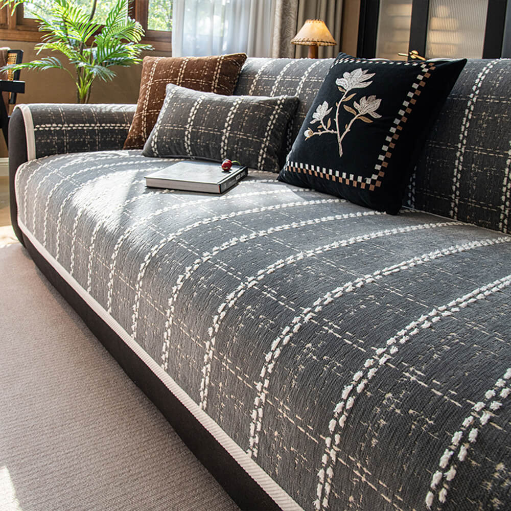 Durable jacquard chenille sofa protector, designed for all-season use and pet-friendly homes.