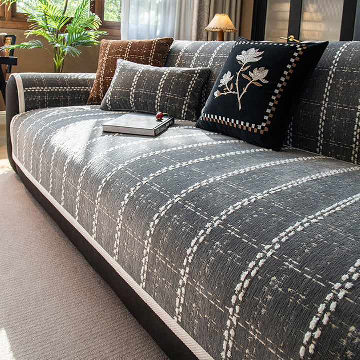 Durable jacquard chenille sofa protector, designed for all-season use and pet-friendly homes.