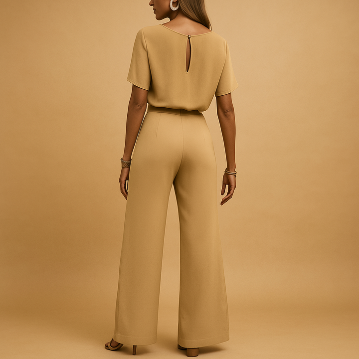 Chic women's tailored jumpsuit with sophisticated design & flowy sleeves for elegant wear.