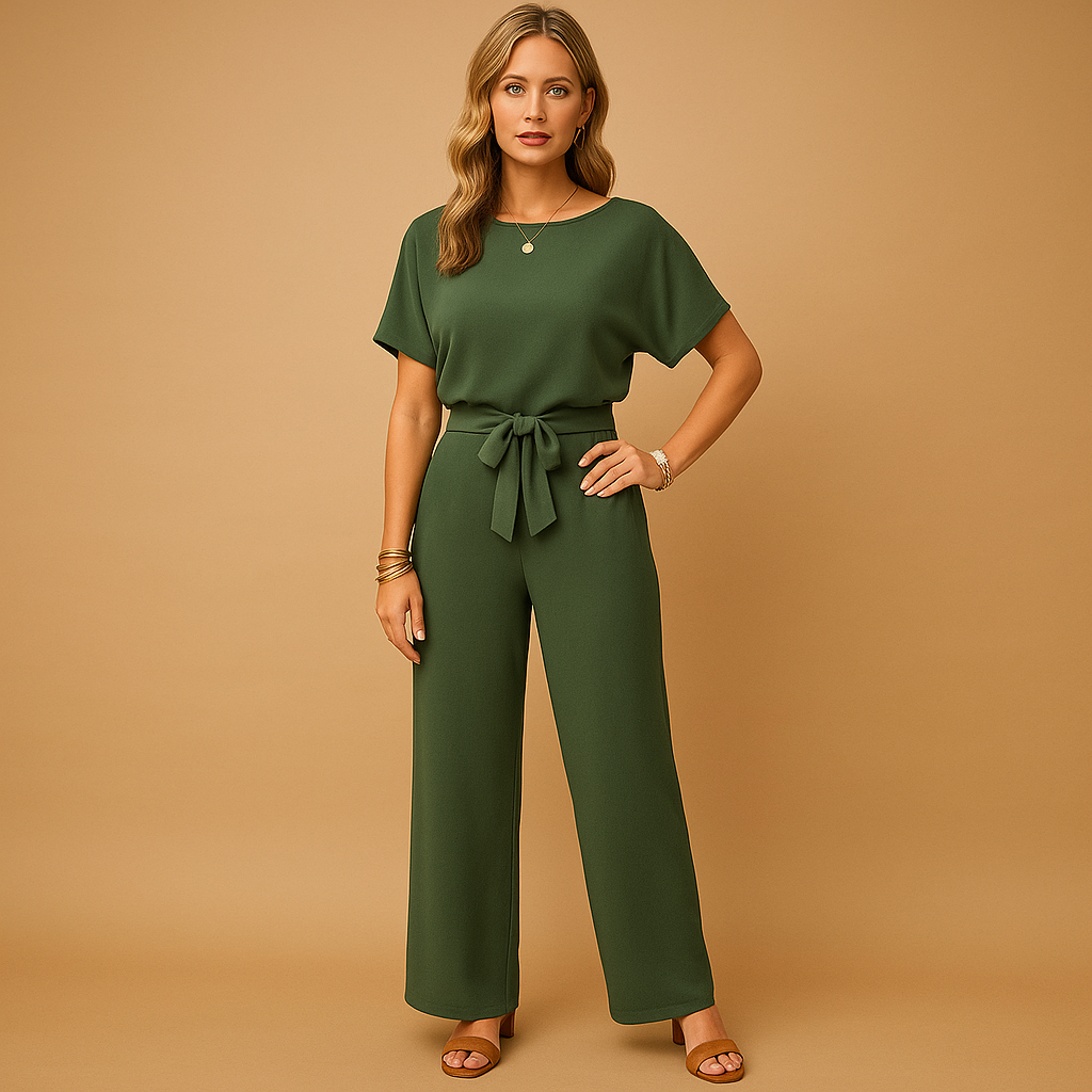 Sophisticated women's elegant jumpsuit with tailored fit & beautiful flowy sleeves for evening.