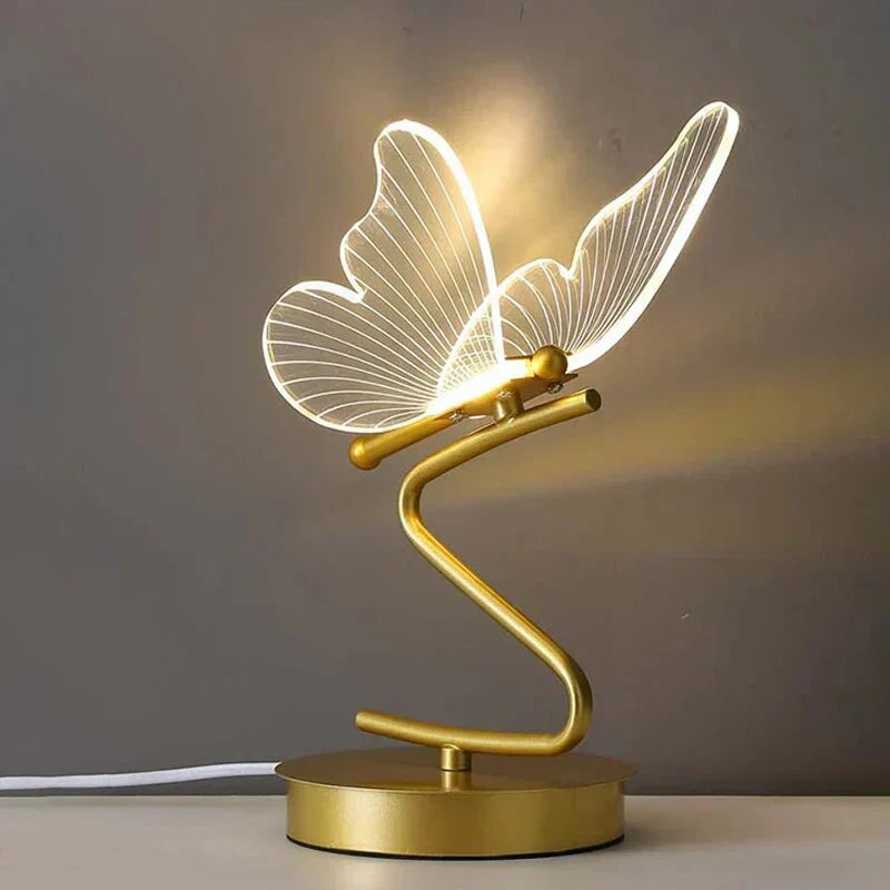 Energy-efficient LED butterfly table lamp. A beautiful decorative light for home, office desk, or nightstand.