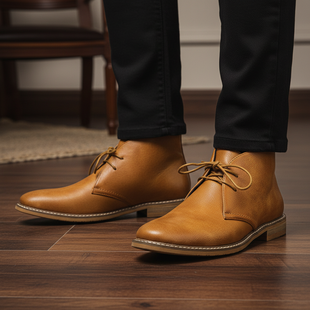 Elegant men's brown leather dress shoes by Andreas, perfect for formal & casual occasions.