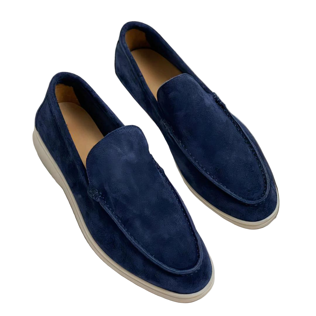Elegant men's loafers, classic old money style. Comfortable slip-on dress shoes for gentlemen.