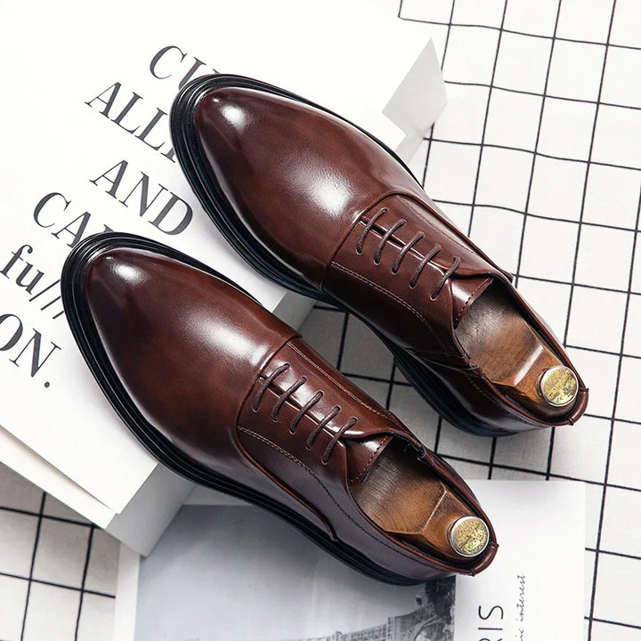 Elegant Men's Premium Black Formal Dress Shoes, ideal for business, weddings, and office wear. Classic footwear.