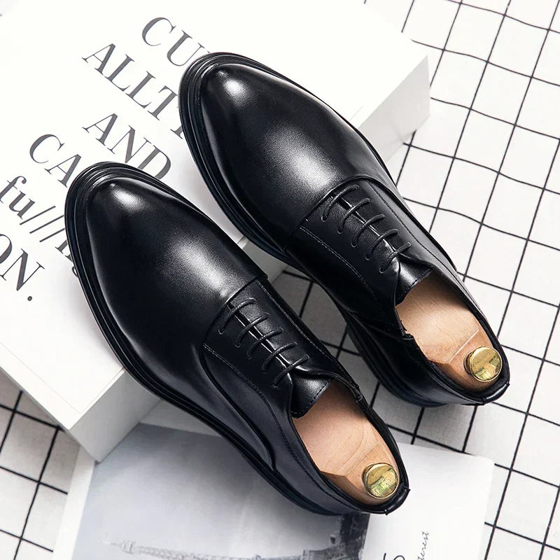 High-quality Men's Formal Dress Shoes in classic black. Elegant business footwear for special occasions & office.