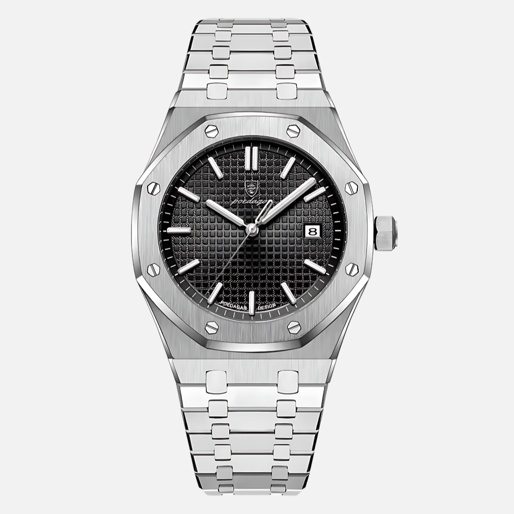 Sophisticated men's quartz watch with a striking Roman numeral dial. A classic, elegant dress timepiece for him.