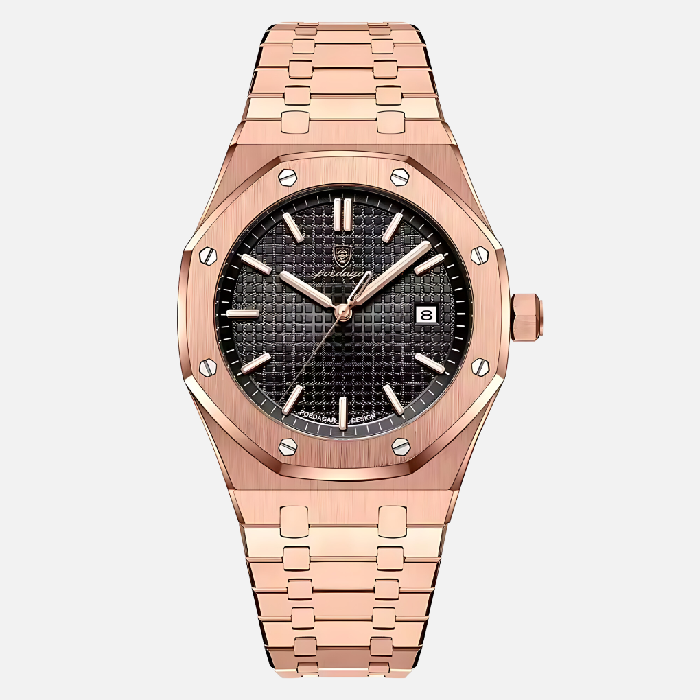 Gift for him: Elegant men's quartz watch featuring a classic Roman numeral dial. Sophisticated, durable & water resistant.