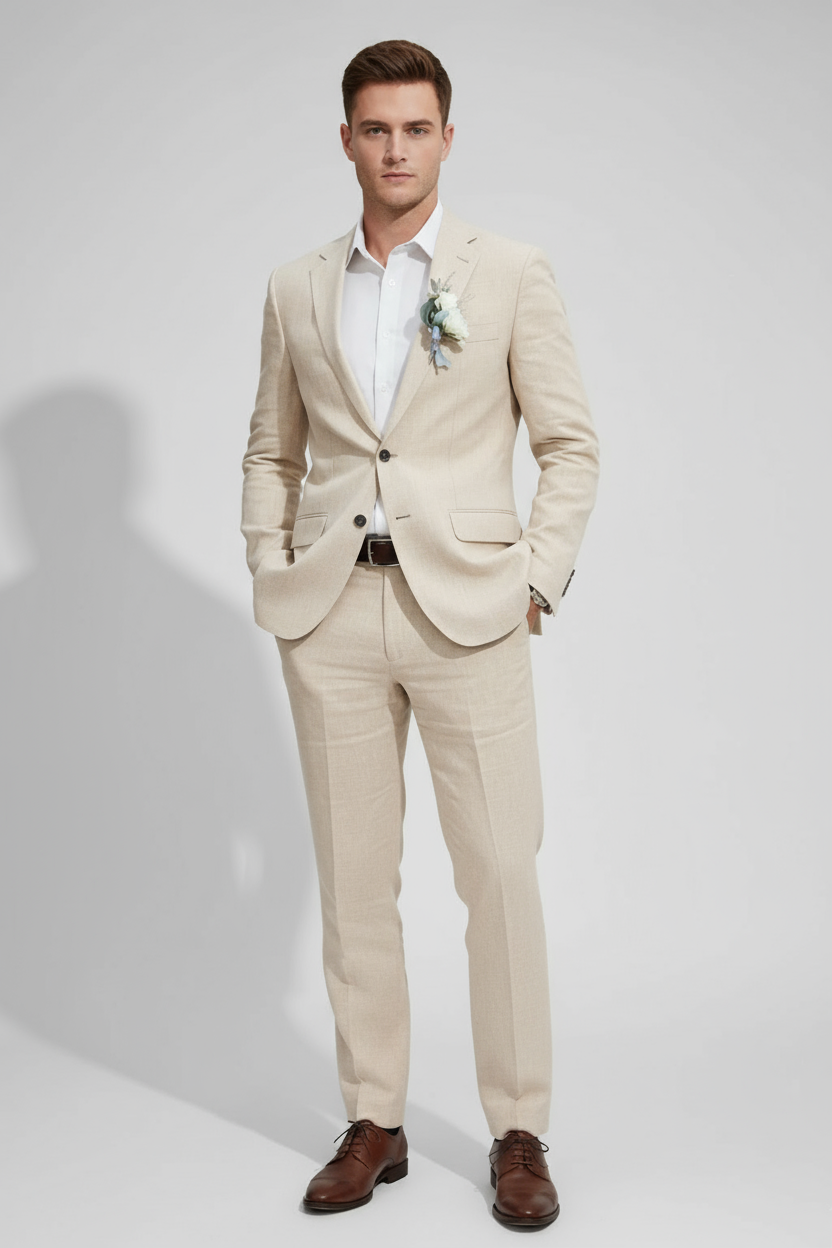 Elegant men's slim fit two-piece suit in blue, perfect for weddings, parties, and formal events. Tailored for comfort.