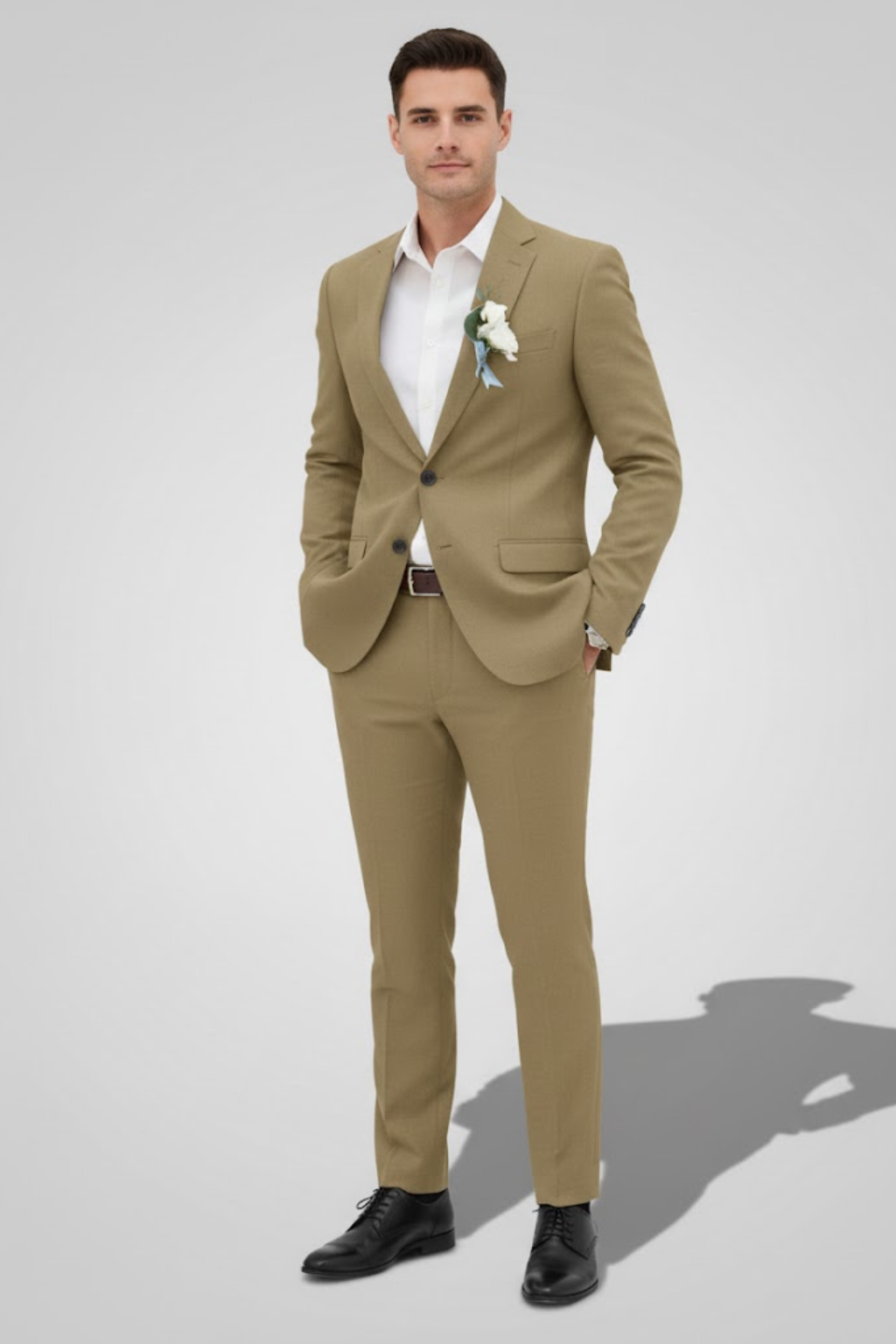 High-quality fabric detail of a men's summer wedding suit, offering breathability & elegant drape for formal wear.