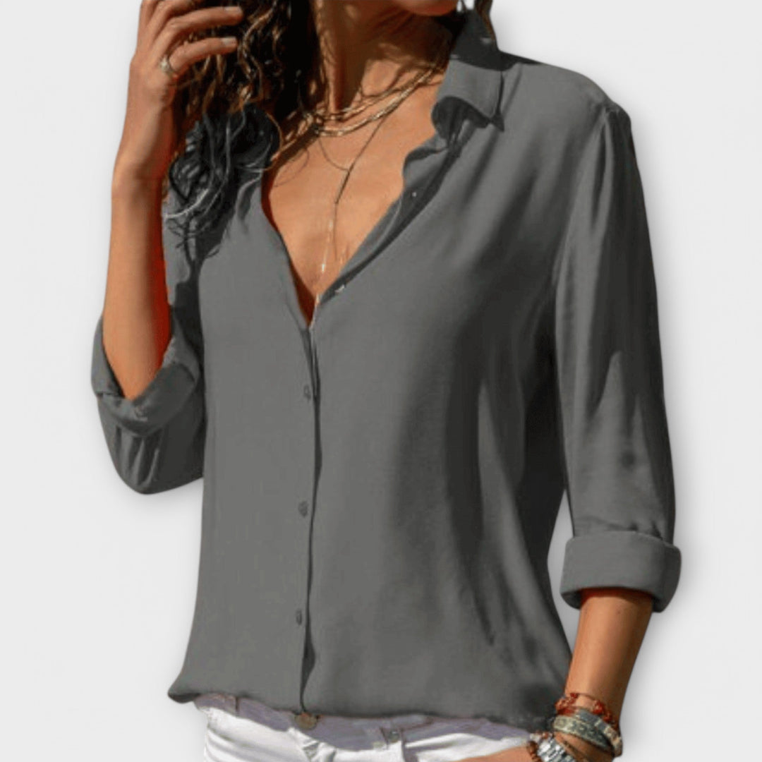 Stylish women's blouse perfect for elegant evening wear. Versatile long sleeve top, multi-color classic design.