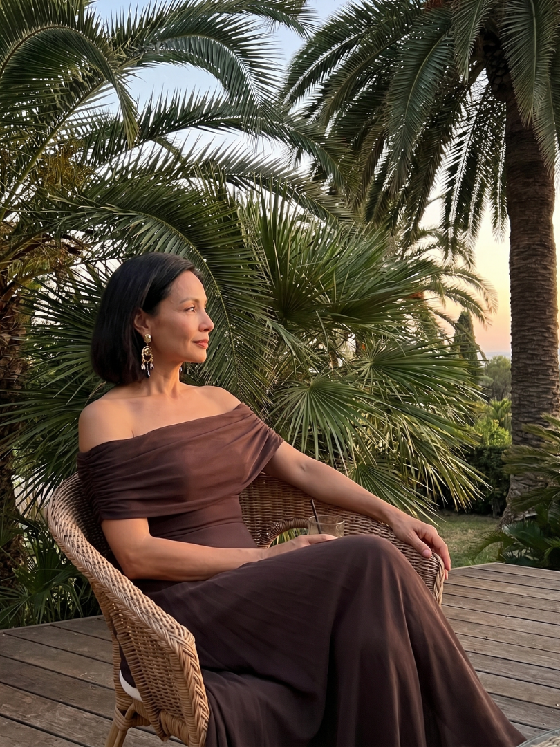 Flattering green off-shoulder draped midi dress, perfect party & evening wear for women.