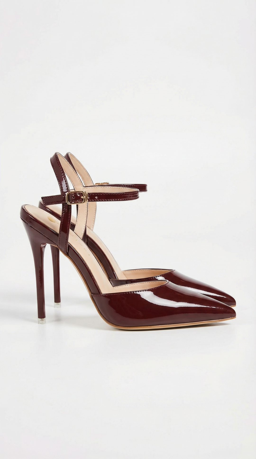 Red satin pointed toe stiletto pumps, chic women's evening & formal shoes.