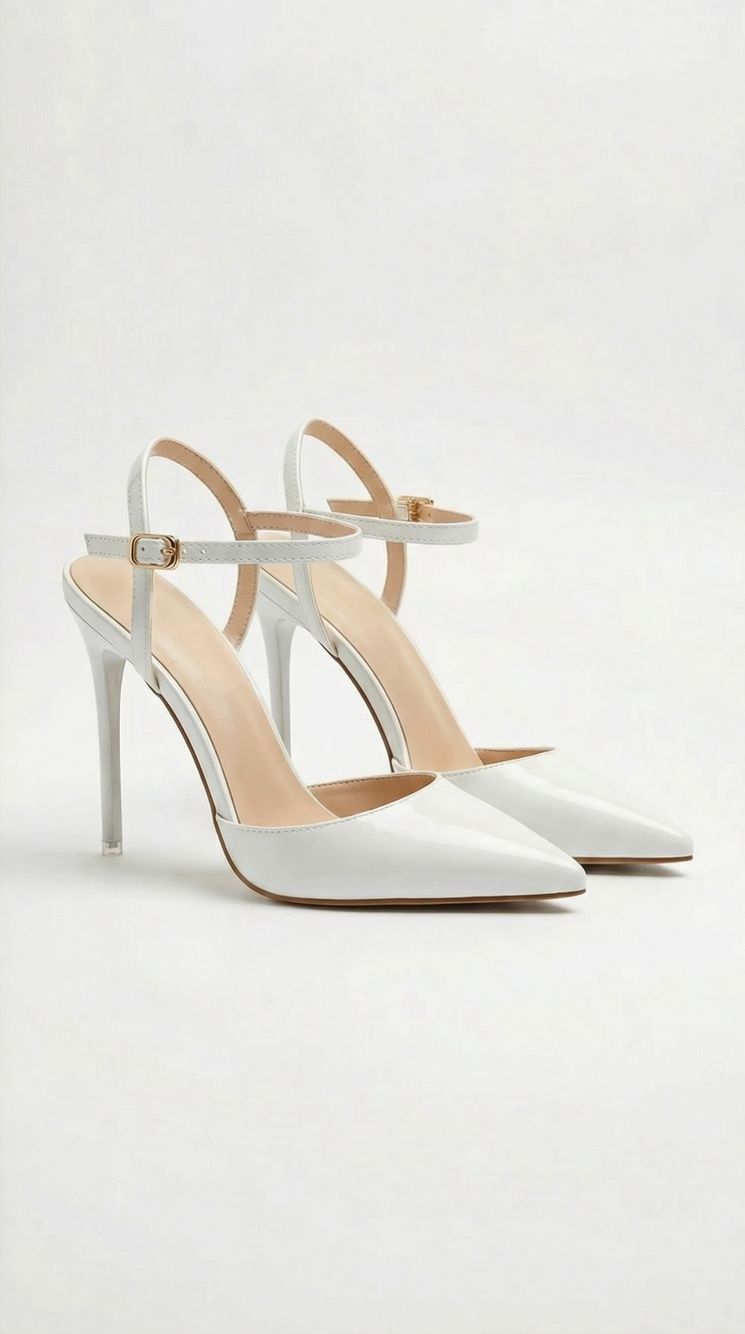Ankle strap pointed toe stiletto pumps for women, secure & stylish formal wear.