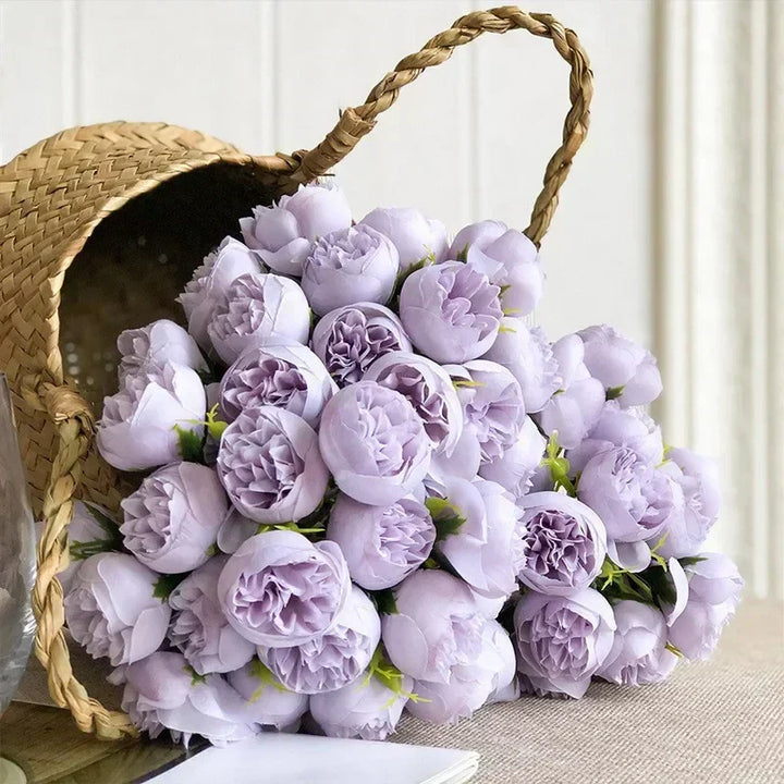 Beautiful rose pink & champagne silk flower bouquet, a timeless floral arrangement for any event or home.
