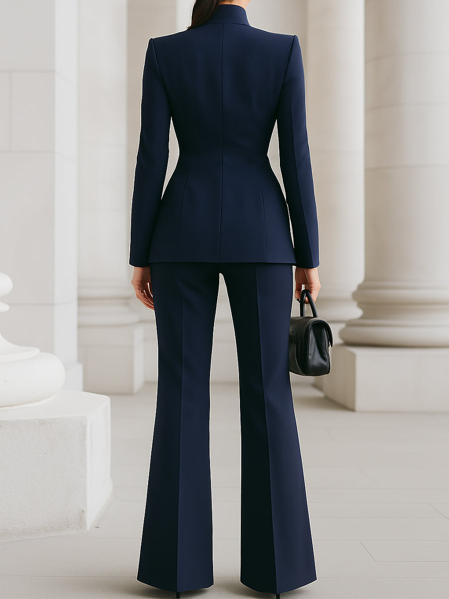 Versatile women's professional suit: a sophisticated tailored blazer and trouser set for stylish workwear.
