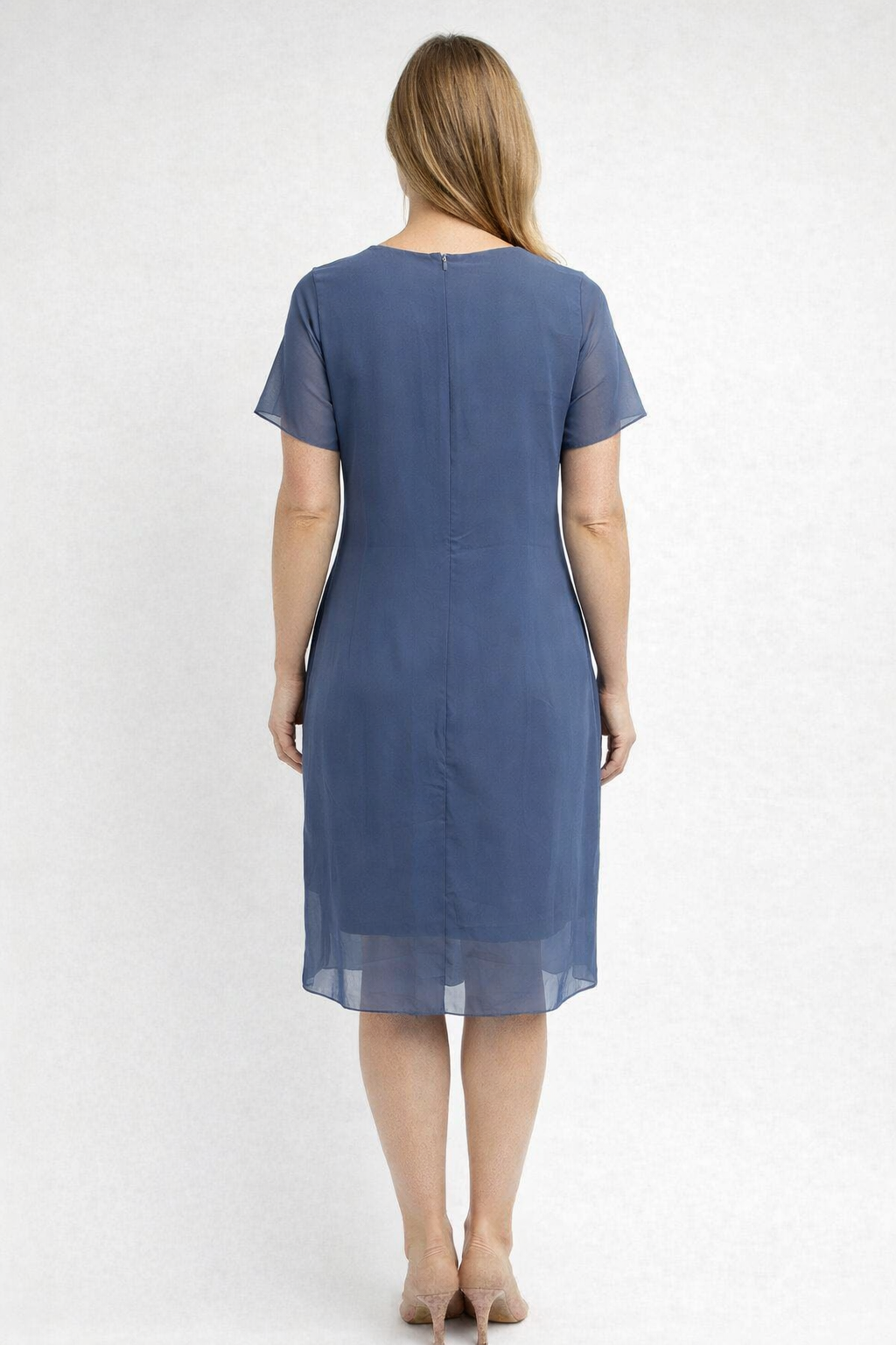 Red sophisticated tiered midi dress for women. Perfect party dress or elegant occasion wear in spring/summer.