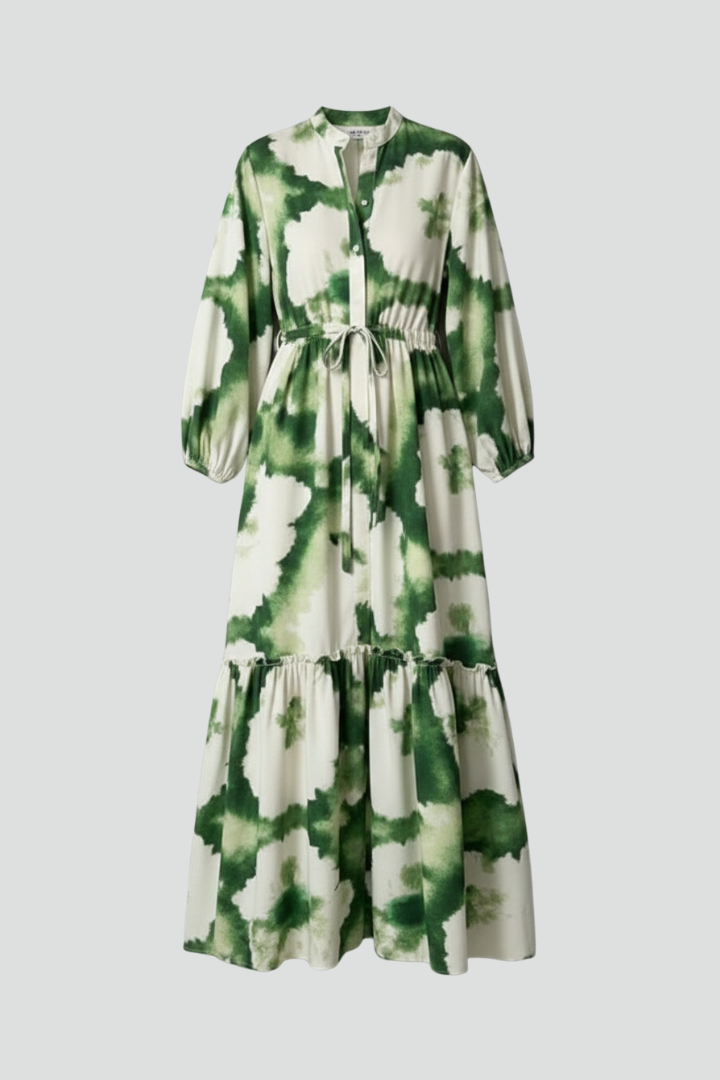 Elegant V-neck maxi dress for women with long sleeves, perfect for formal wear & occasion parties.