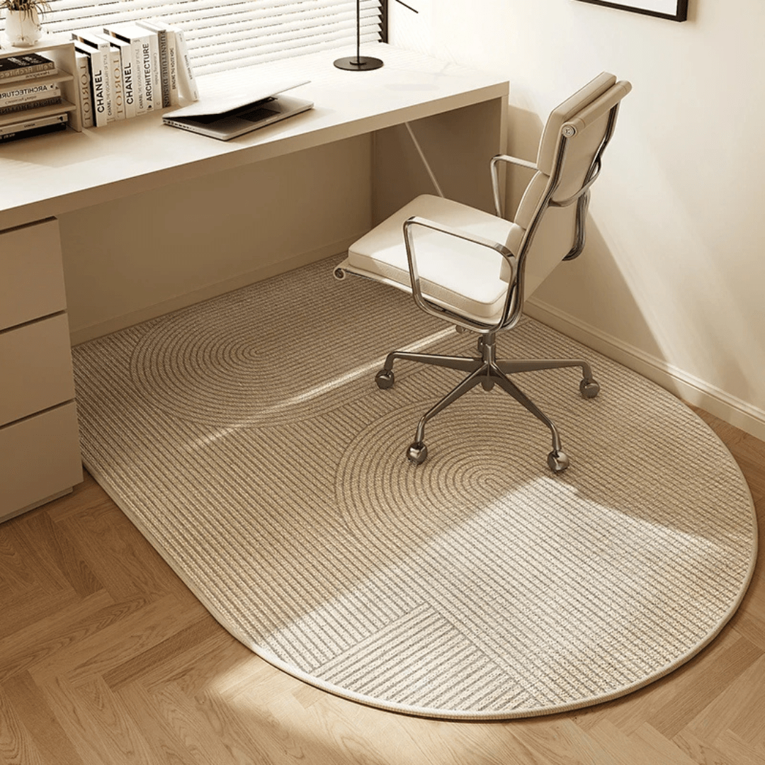 Elegant velour office chair mat for stylish home office floor protection & enhanced workspace decor.