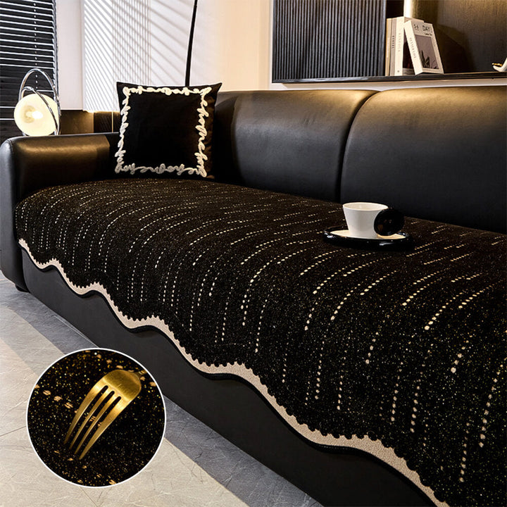 Close-up of wavy texture on a chenille couch cover, highlighting its soft, durable and elegant design.