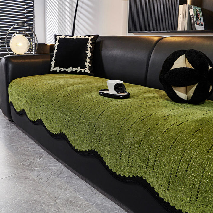 Comfortable and elegant wavy chenille couch protector, perfect for home decor and pet owners.