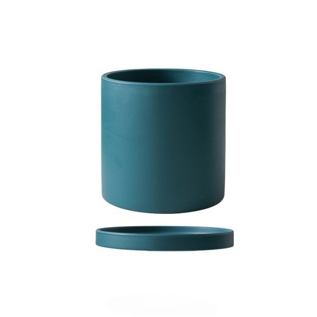 Large ceramic flowerpot with saucer, suitable for medium-sized indoor plants.