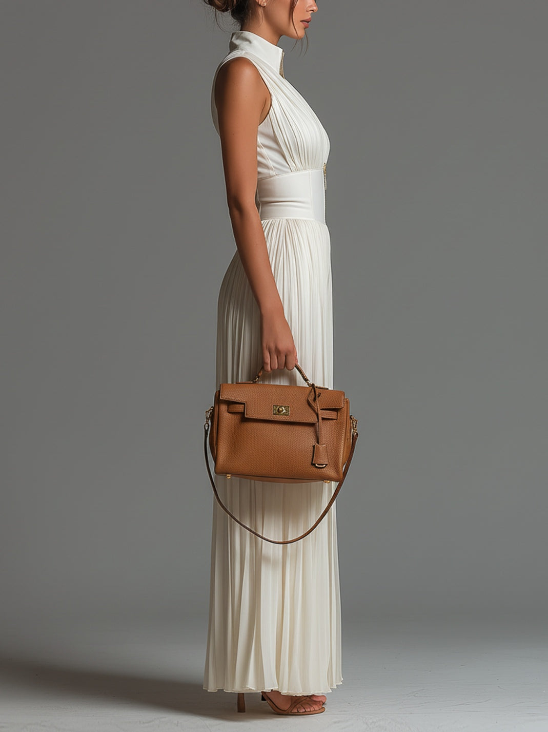 Glamorous white women's jumpsuit with pleats, deep V-neck & wide leg, perfect for evening wear & special occasions.