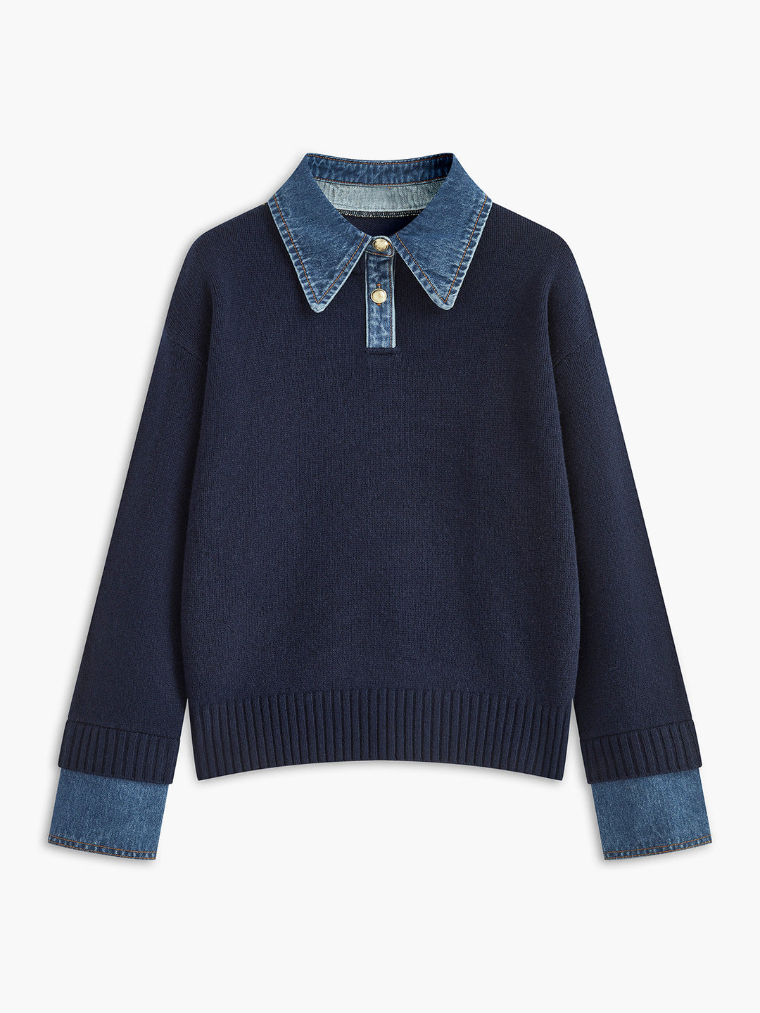 Elegant women's 2-in-1 knit top with a stylish lapel collar, perfect for versatile fall fashion.
