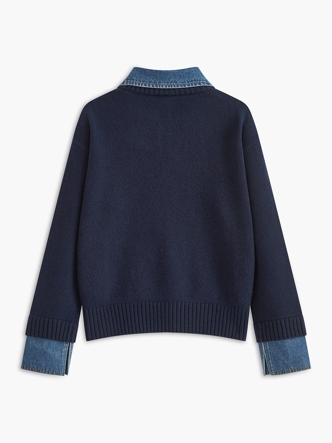 Chic women's 2-in-1 lapel knit sweater, ideal for fall & spring, offering an elegant shift top look.