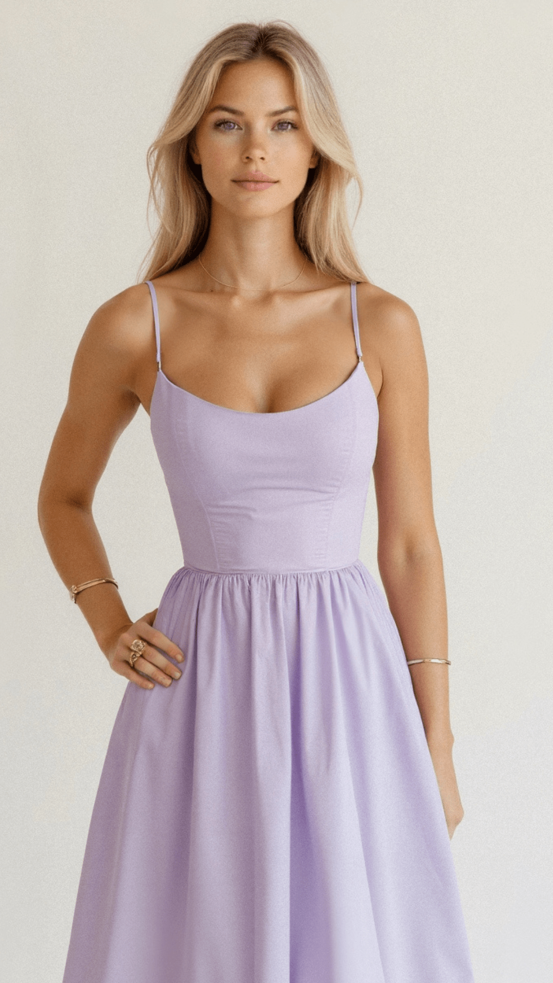 Versatile A-line midi dress for women, elegant spaghetti straps; perfect for spring occasions or party wear.