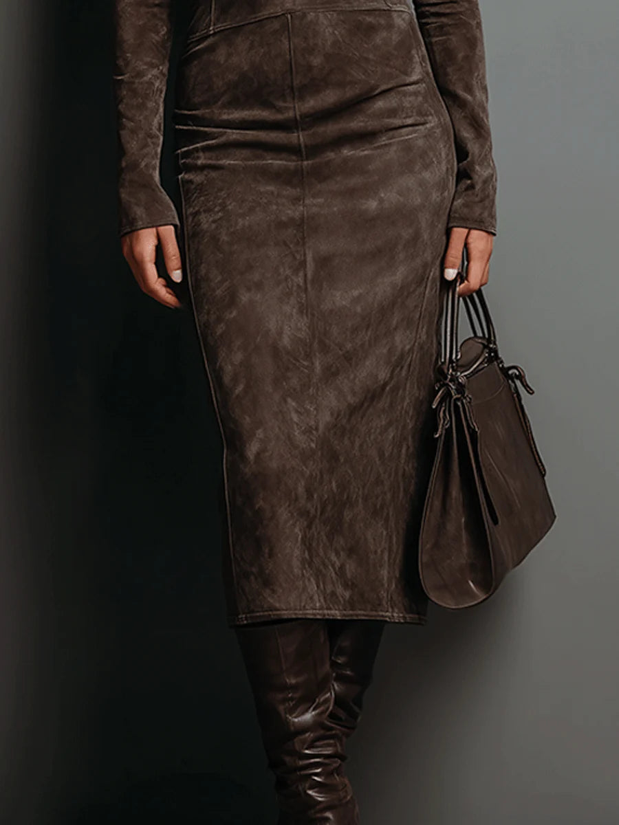 Women's elegant bodycon midi dress, perfect for semi-formal, party, or cocktail occasions. Figure-flattering fit.