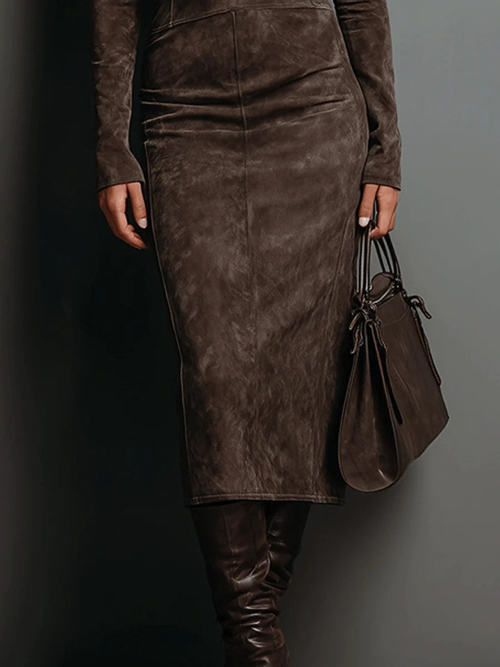 Women's elegant bodycon midi dress, perfect for semi-formal, party, or cocktail occasions. Figure-flattering fit.