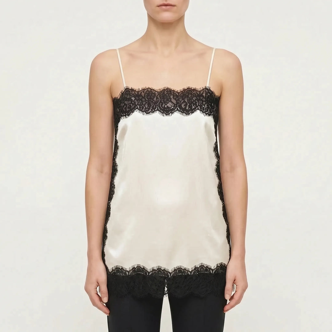 Chic women's lace camisole, a sleeveless top for elegant date nights, summer wear, or layering.