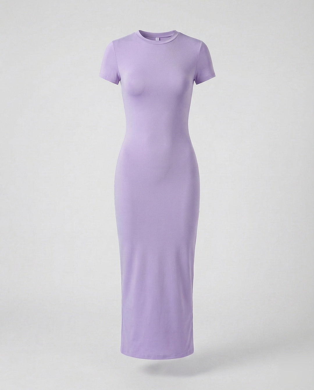 Women's comfortable crew neck bodycon maxi dress in a flattering shade, offering sleek style and summer fashion.