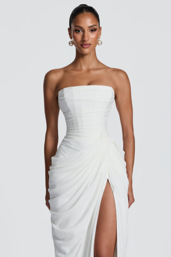 Sophisticated blue maxi occasion dress, perfect for weddings & formal parties.