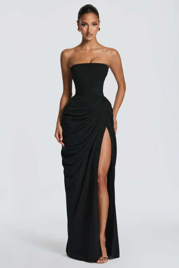 Timeless women's elegant flowing maxi dress, perfect for any special event.