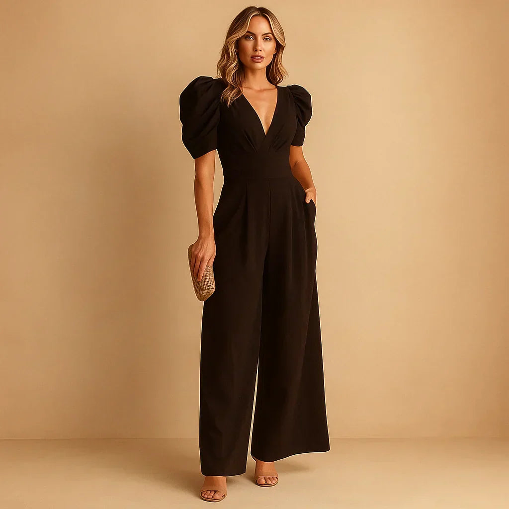 Chic women's tailored fit long jumpsuit, ideal for formal events, evening wear, and occasionwear.